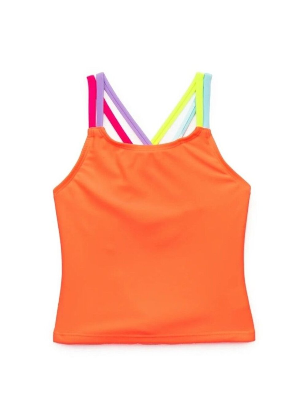 NWT Girls Tankini Swim Top Only – Size 6/6x, Double Strap, UPF 50+